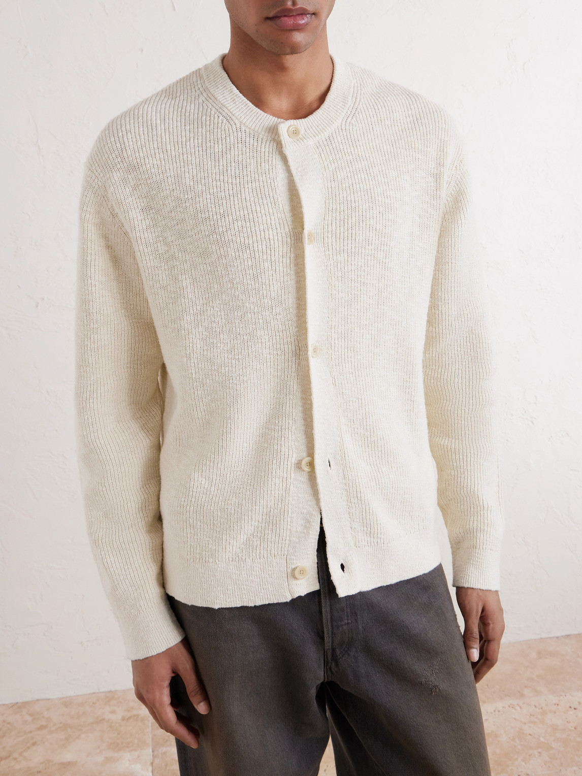  Nn07 - Jasper 60028 Ribbed Organic Cotton Cardigan - Men - Neutrals - M 