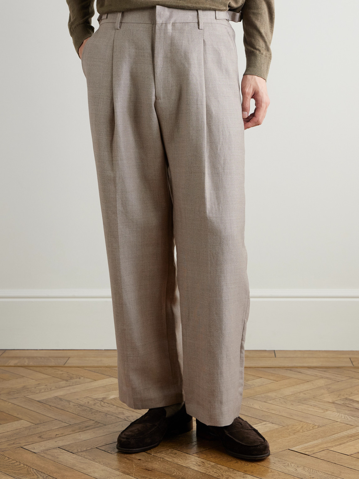  Nn07 - Kay 10027 Straight-leg Pleated Linen And Wool-blend Suit Trousers - Men - Neutrals - Uk/us 32 