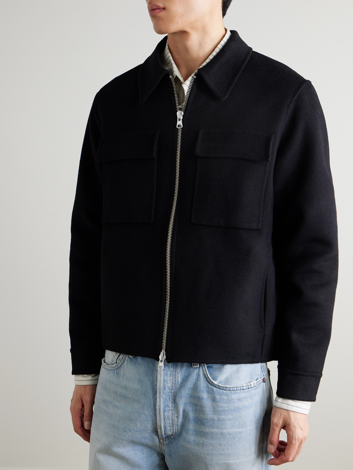  Nn07 - Alban 8447 Wool-blend Felt Jacket - Men - Black - S 