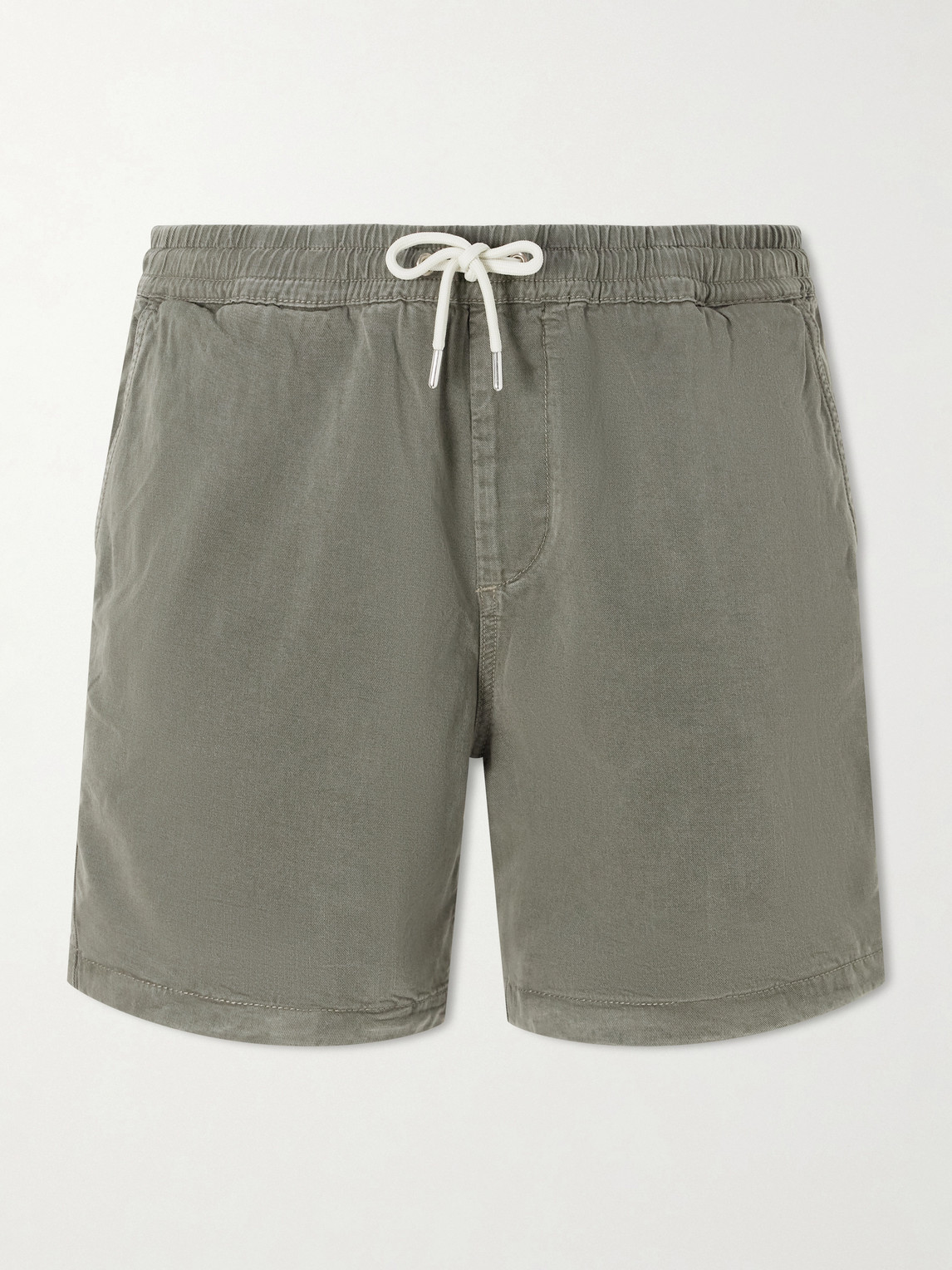 Nn07 Gregor Straight-leg Tencel™ Lyocell And Lenzing™ Ecovero™-blend Twill Drawstring Shorts In Gray