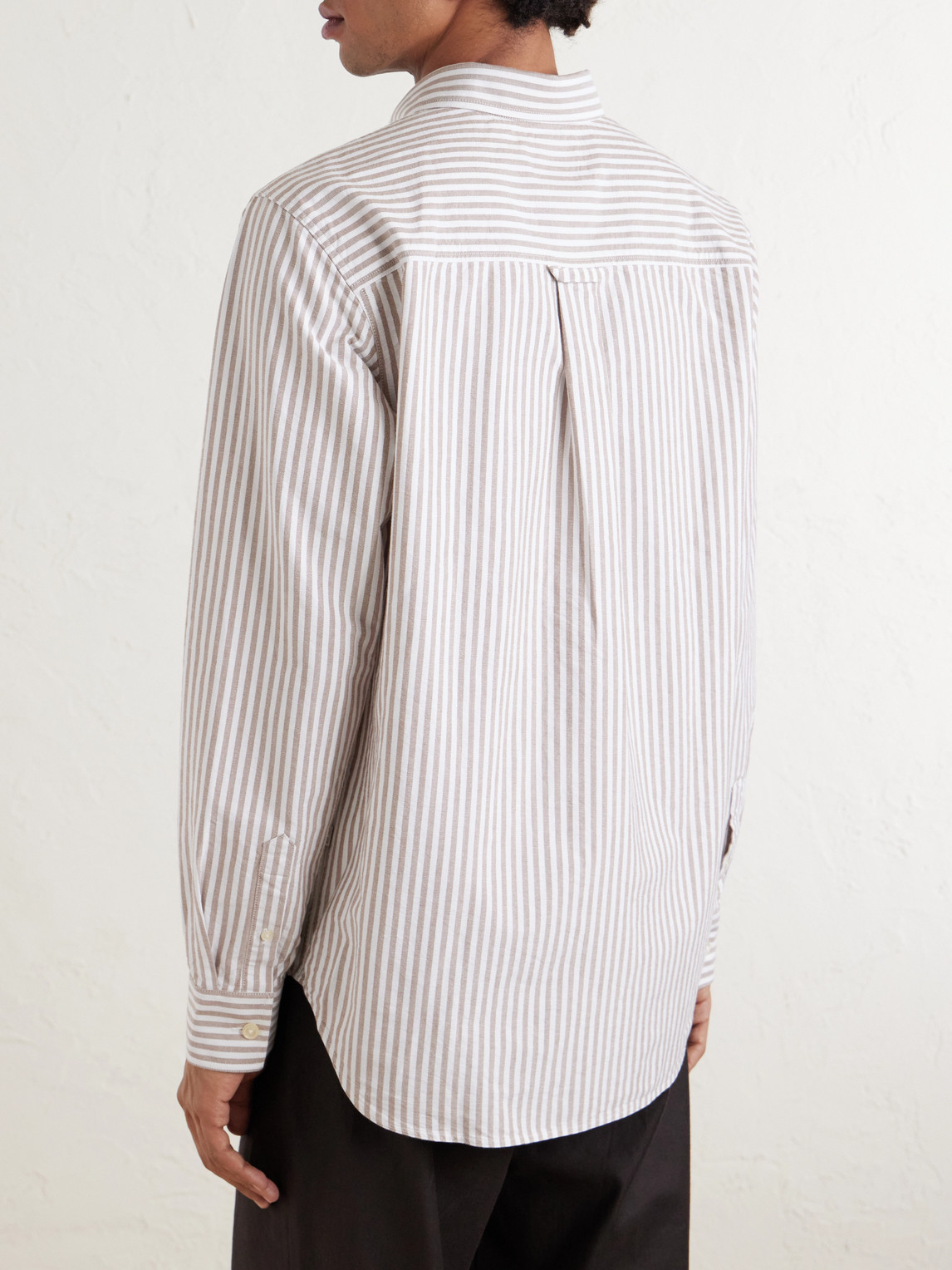 Colby 5910 Button-Down Collar Logo-Embroidered Striped Organic Cotton Shirt