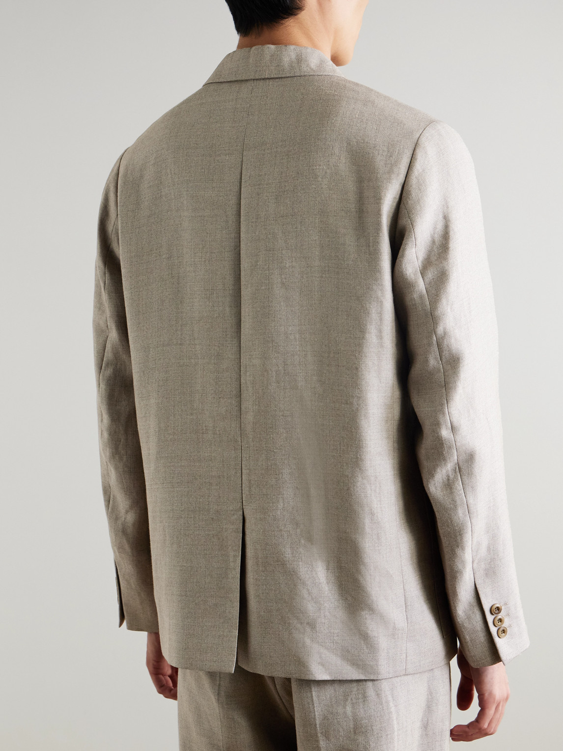 Jordin 10027 Double-Breasted Linen And Wool-Blend Suit Jacket