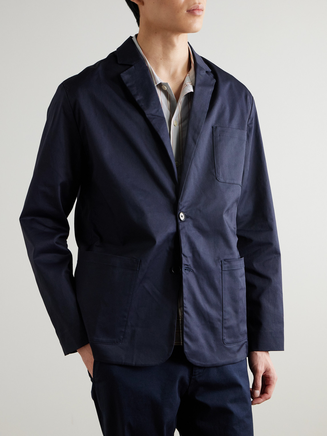  Nn07 - Timo 10021 Unstructured Stretch Organic Cotton-twill Blazer - Men - Blue - S 