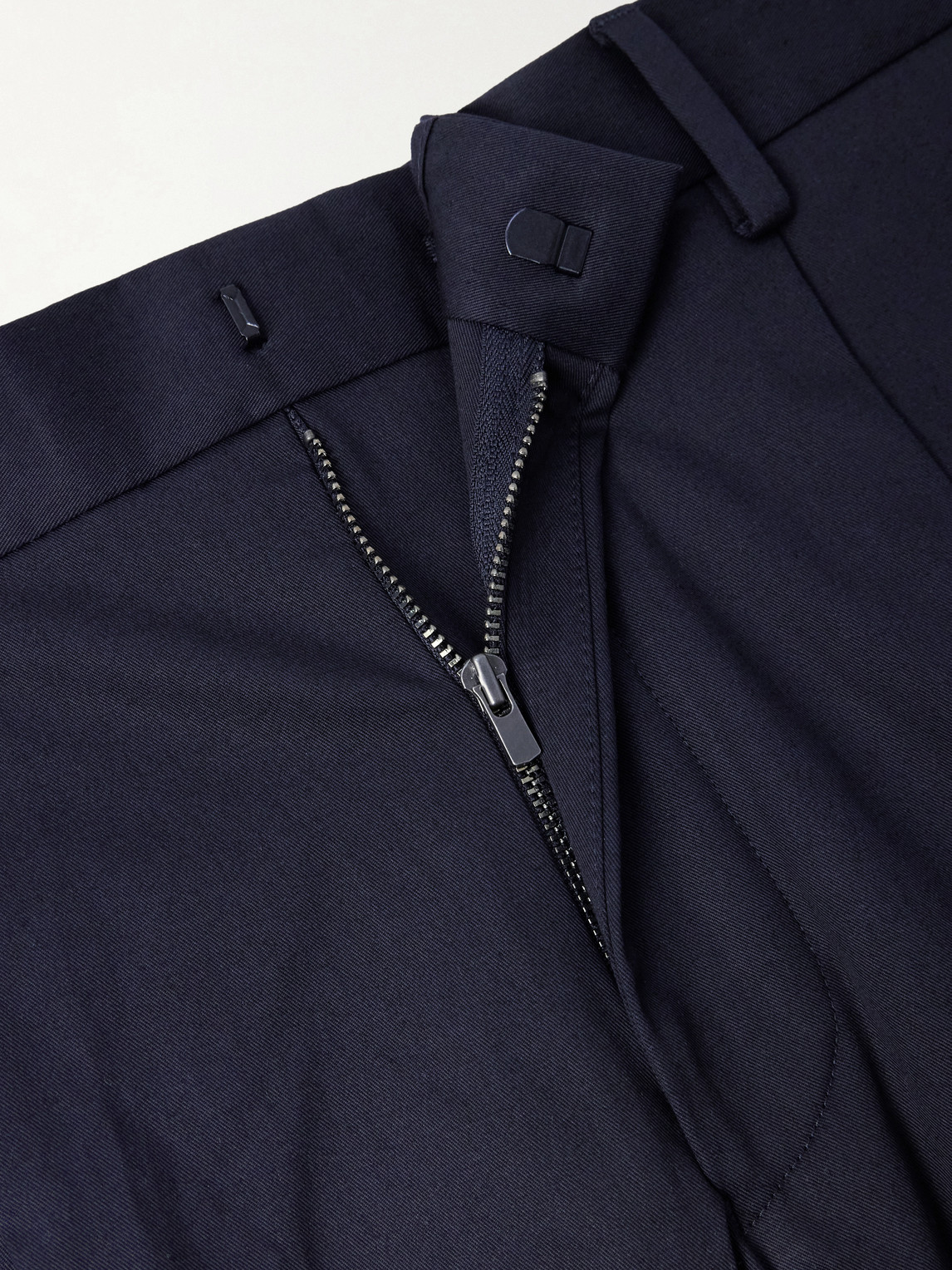 Tapered Pleated Organic Cotton-Blend Twill Trousers