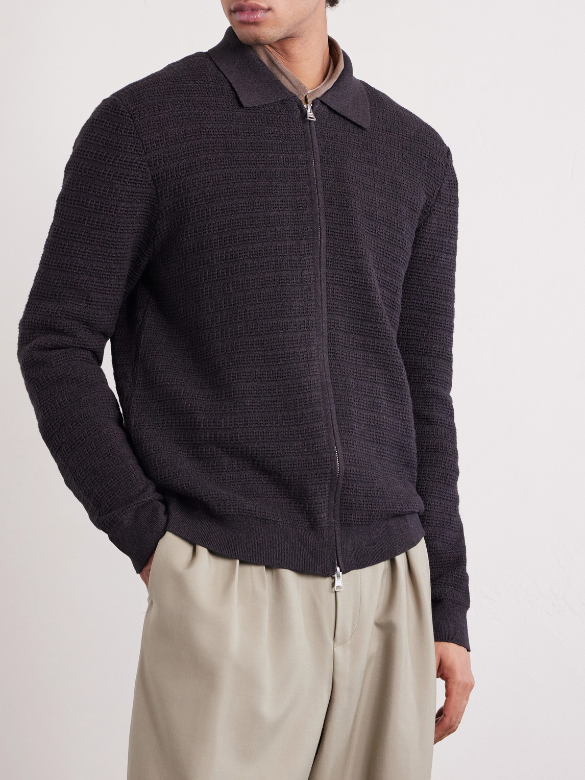  Nn07 - Gustav 60016 Organic Cotton Zip-up Cardigan - Men - Brown - S 