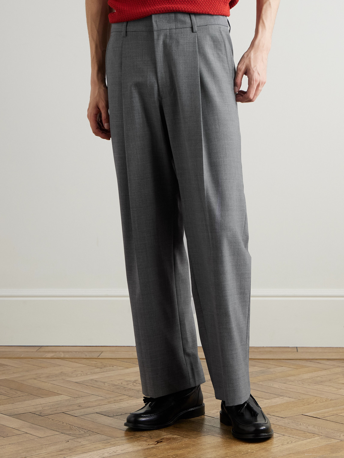Kay 10037 Wide-Leg Pleated Woven Trousers