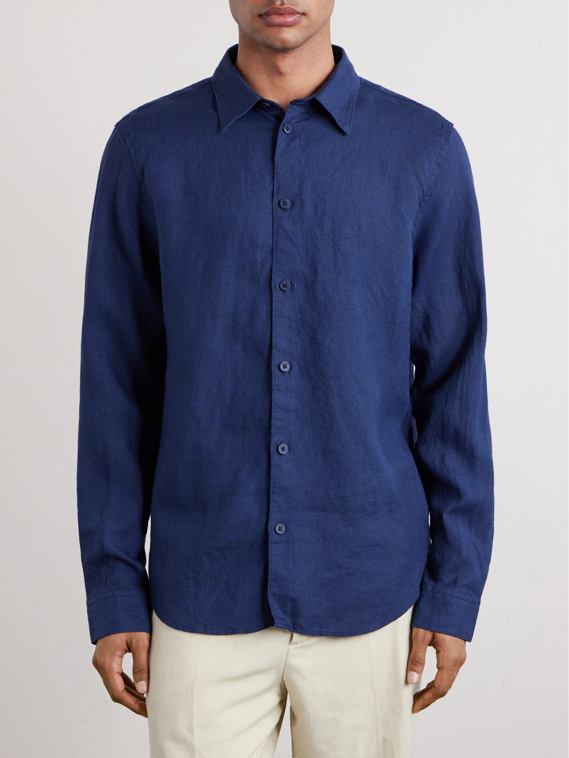  Nn07 - Enzo 5708 Linen Shirt - Men - Blue - S 