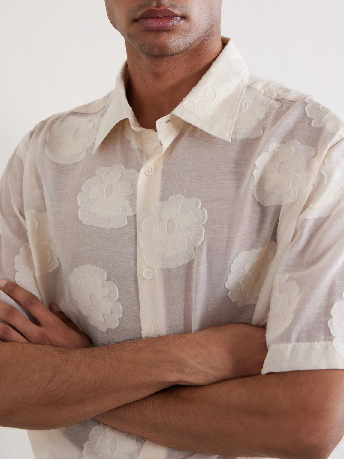 Freddy 50045 Floral-Embroidered Organic Cotton-Blend Shirt