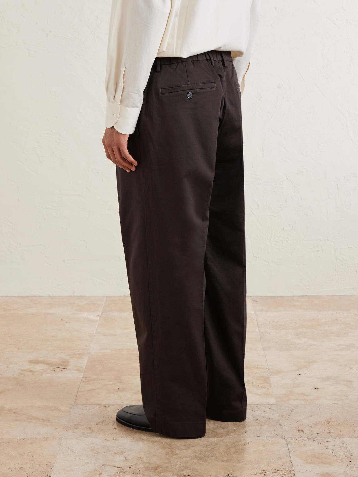 Kay 1420 Wide-Leg Pleated Organic Cotton-Blend Twill Trousers