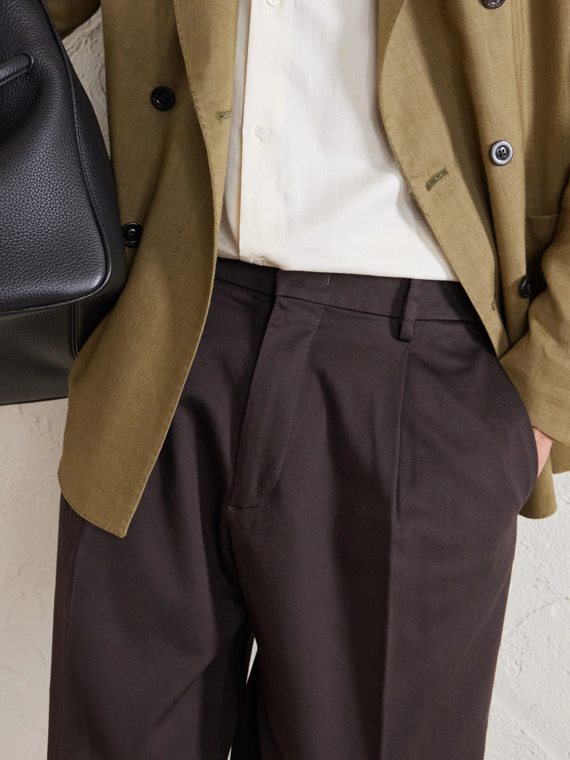 Kay 1420 Wide-Leg Pleated Organic Cotton-Blend Twill Trousers