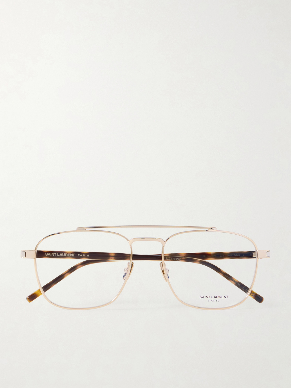 Saint Laurent Pilot Viator-style Gold-tone Optical Glasses In Orange