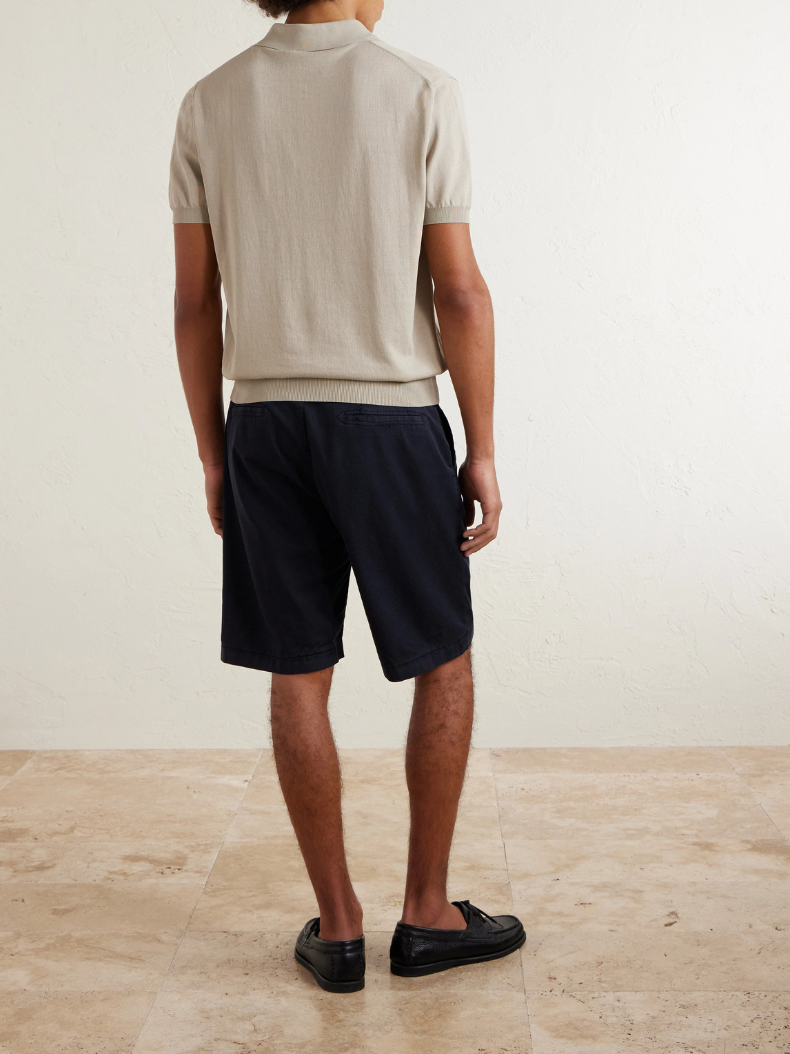 Canali Off-white Cotton And Silk Regular Fit Polo Shirt With Microstucture In Neutral