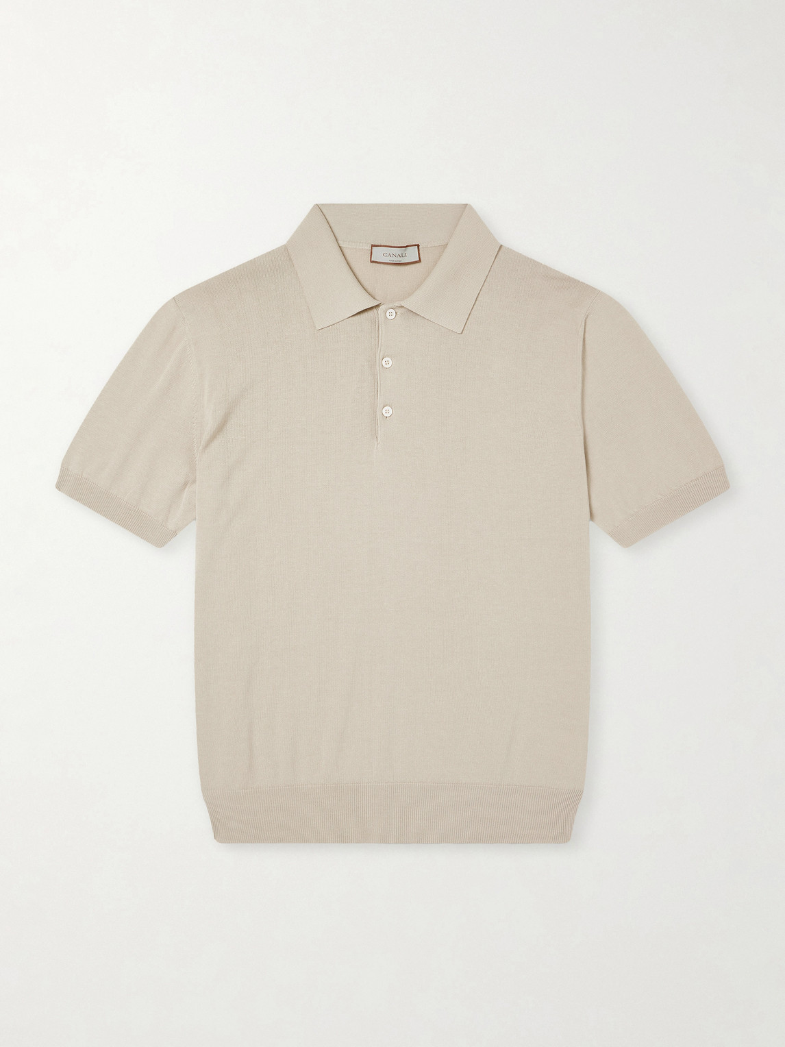 Canali Off-white Cotton And Silk Regular Fit Polo Shirt With Microstucture In Neutral