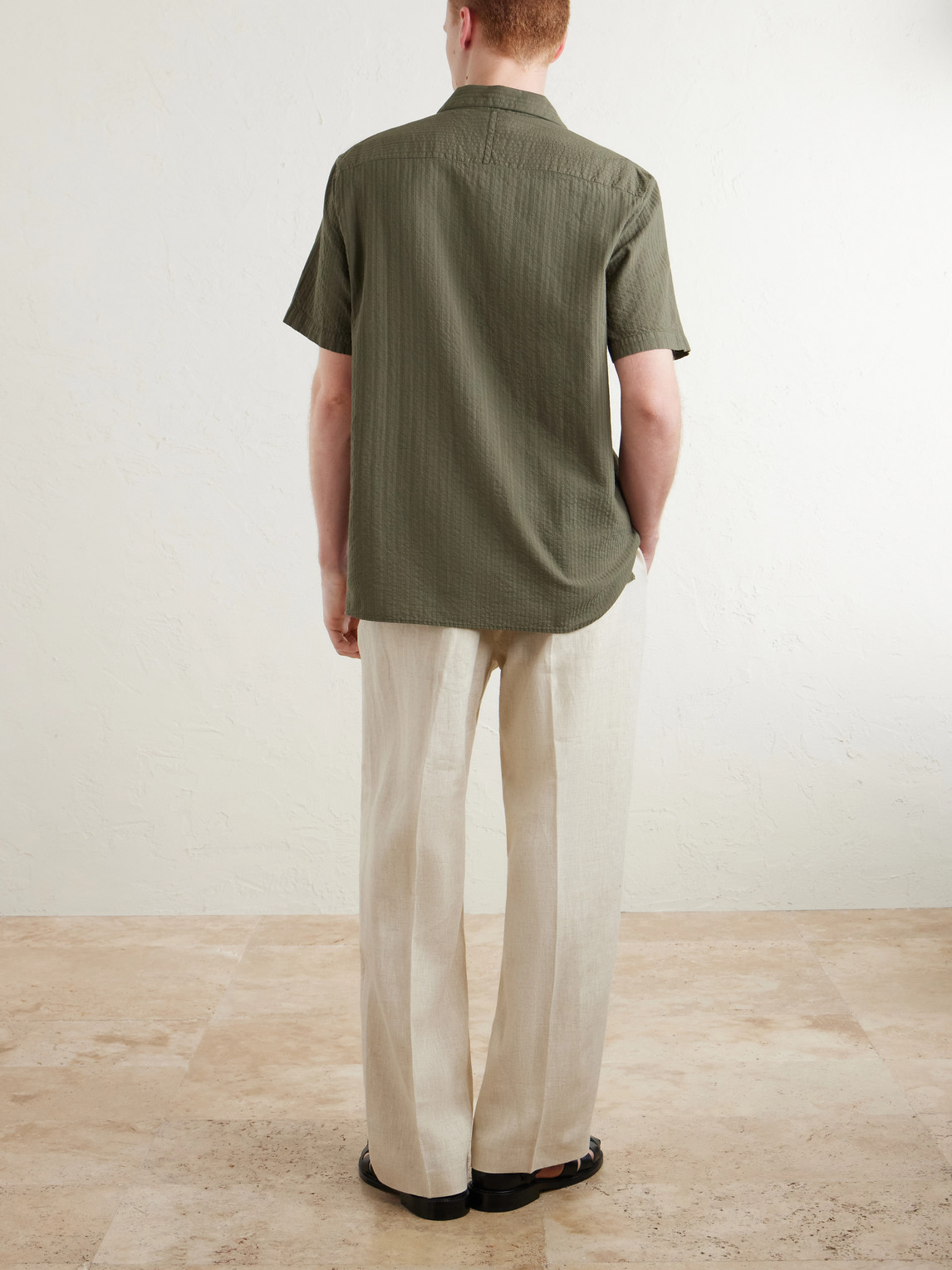  Mr P. - Camp-collar Embroidered Cotton Shirt - Men - Green - Xs 