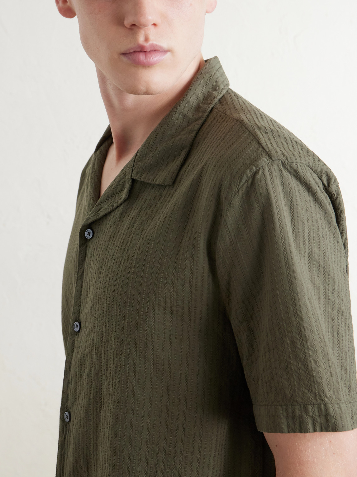 Mr P. - Camp-Collar Embroidered Cotton Shirt