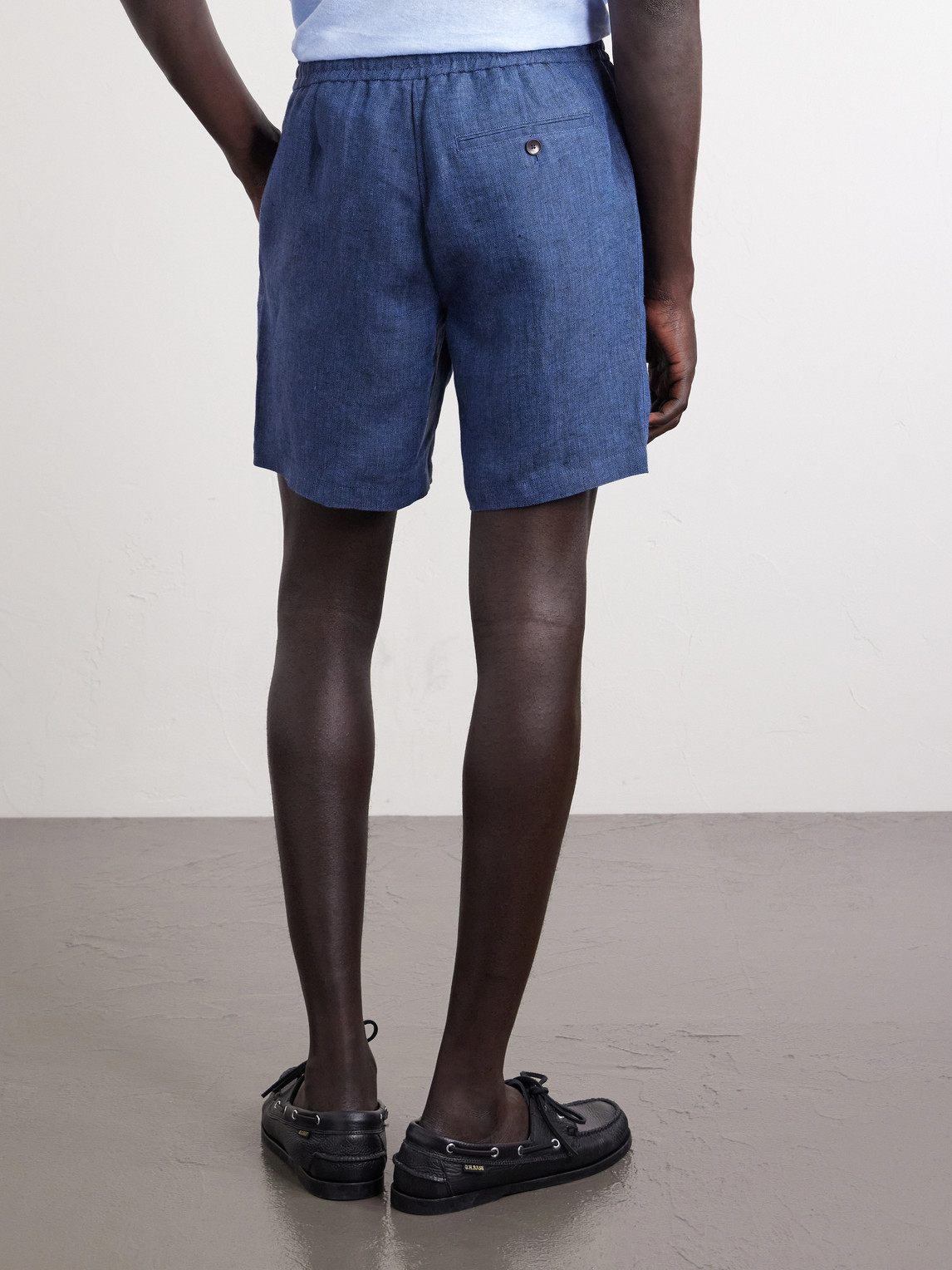 Mr P. - Straight-leg Herringbone Linen Shorts - Men - Blue - 28 