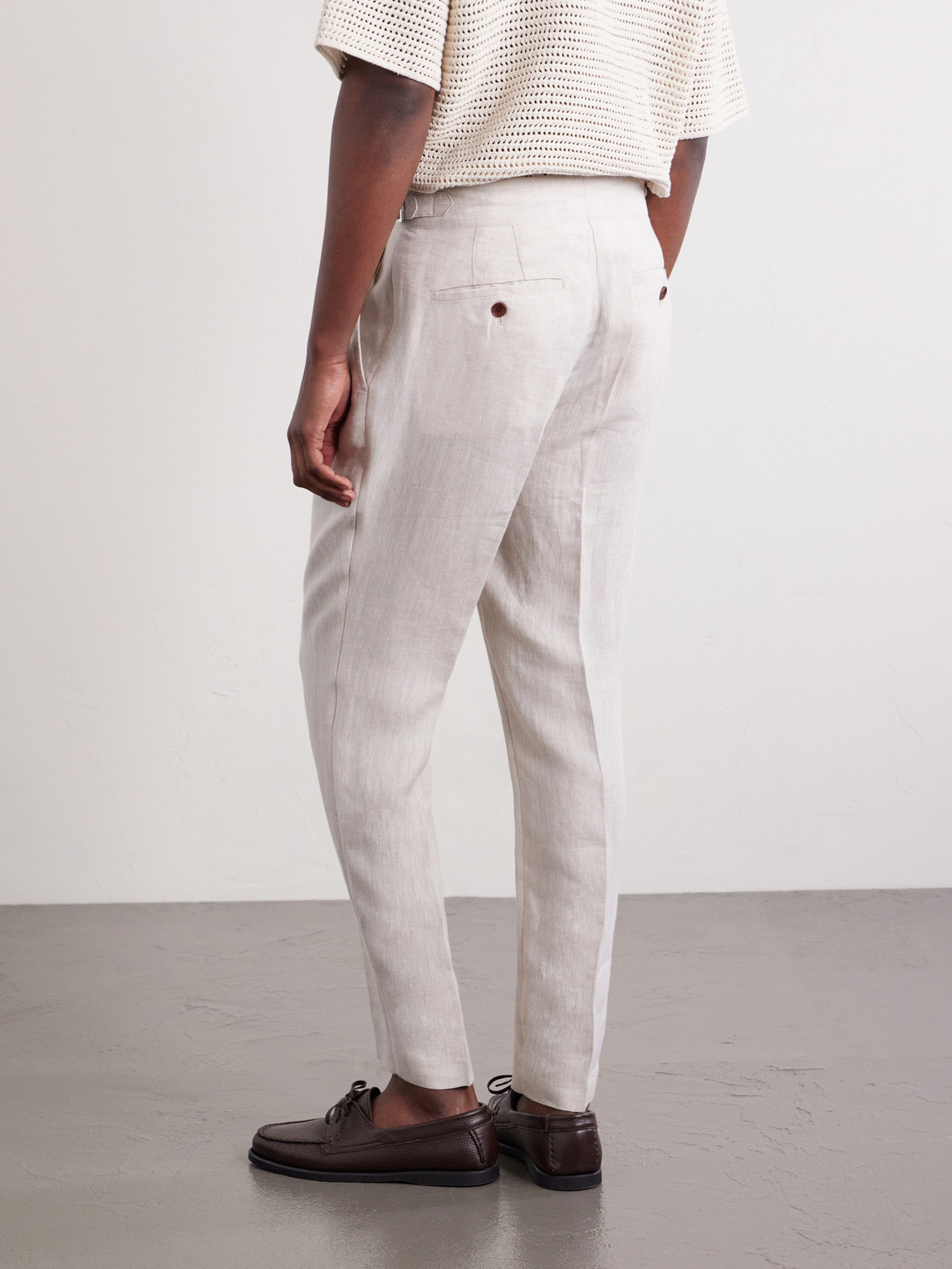 Mr P. - Steve Tapered Pleated Herringbone Linen Trousers - Men - Neutrals - 28 