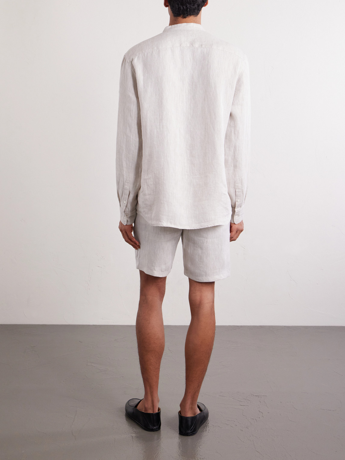  Mr P. - Straight-leg Herringbone Linen Shorts - Men - Neutrals - 28 