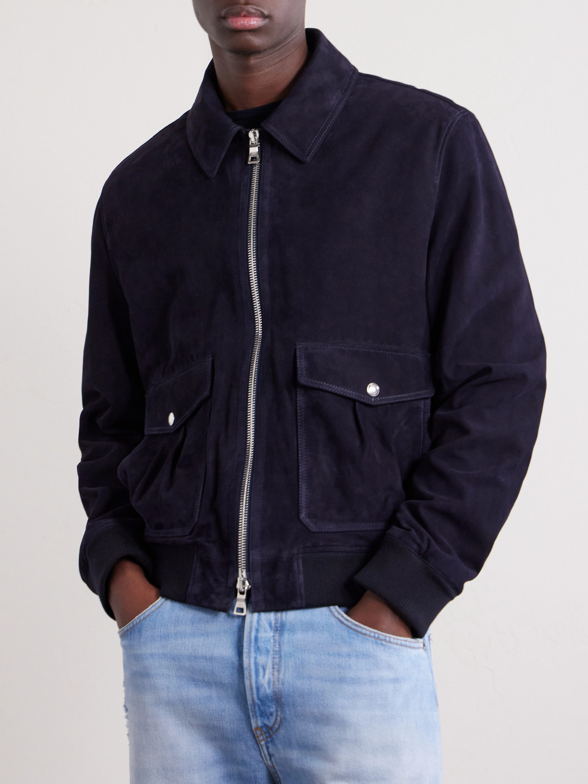  Mr P. - Suede Blouson Jacket - Men - Blue - Xs 