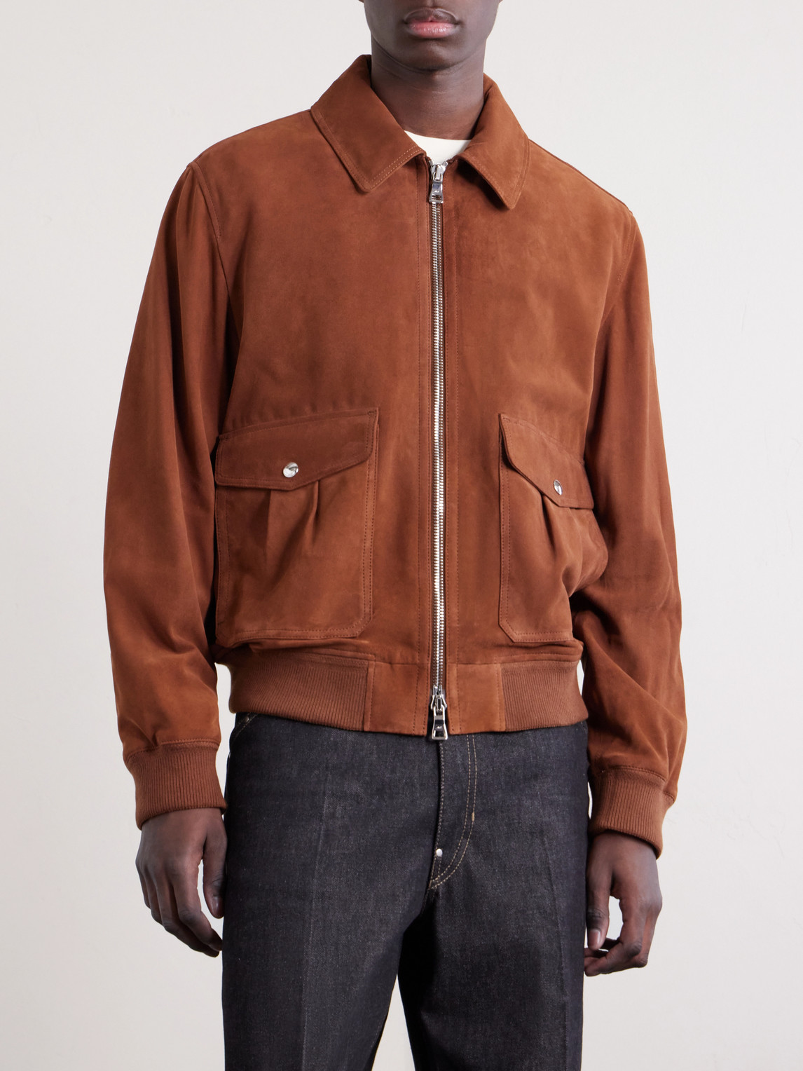  Mr P. - Suede Blouson Jacket - Men - Brown - Xs 