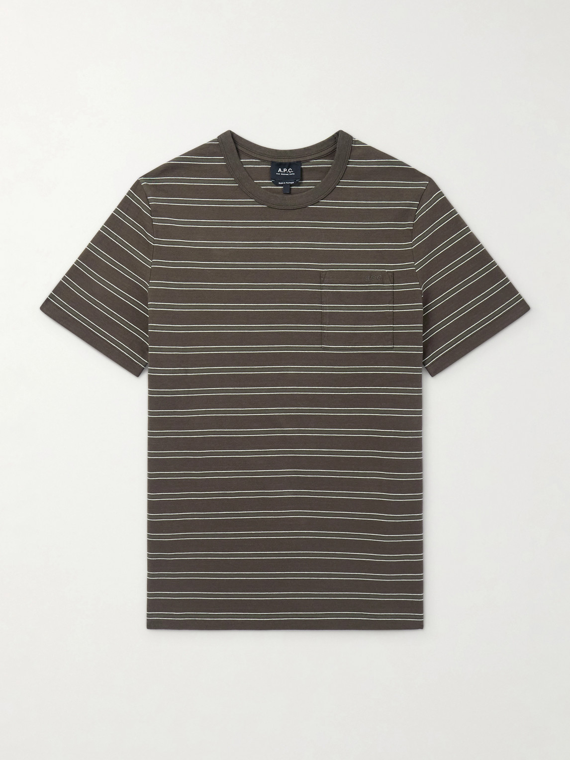 A.P.C. Logo-Embroidered Striped Organic and Recycled Cotton-Jersey T-Shirten