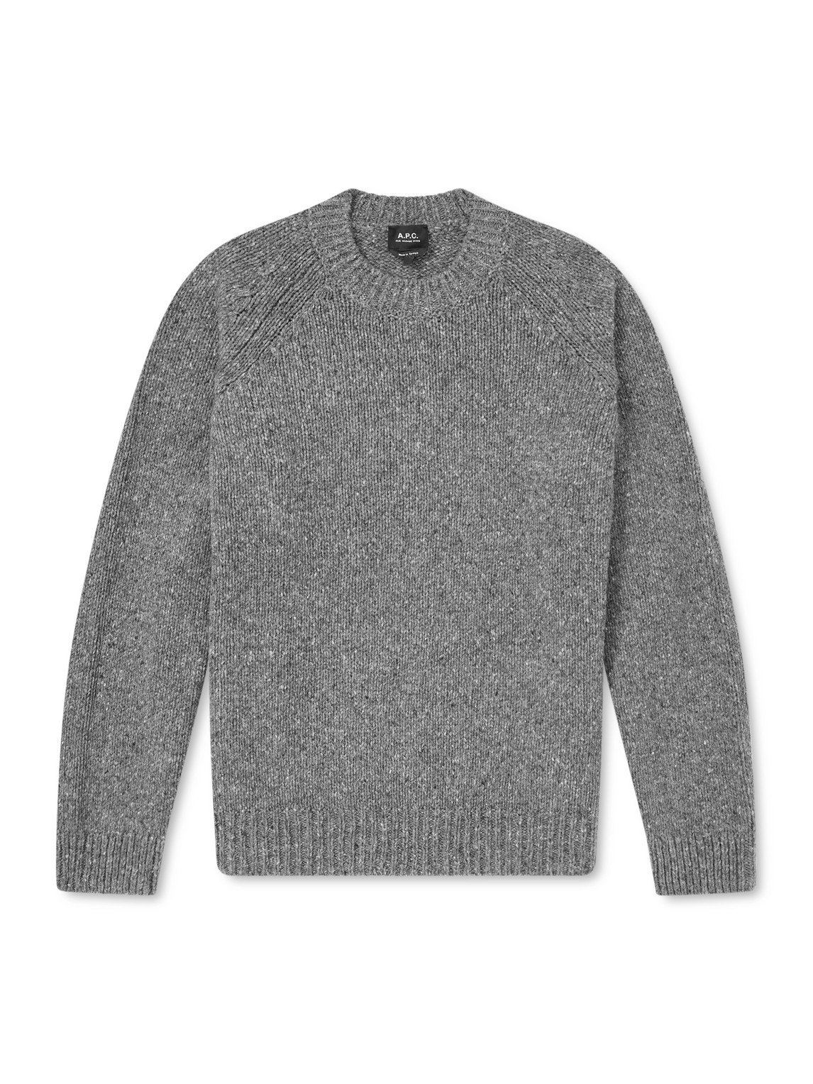 Apc Harris Flecked Virgin Wool Sweater In Gray