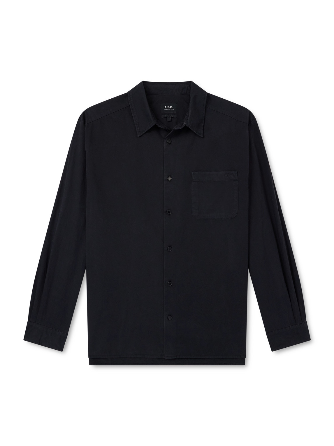 Apc Malo Logo-embroidered Organic Cotton Shirt In Black