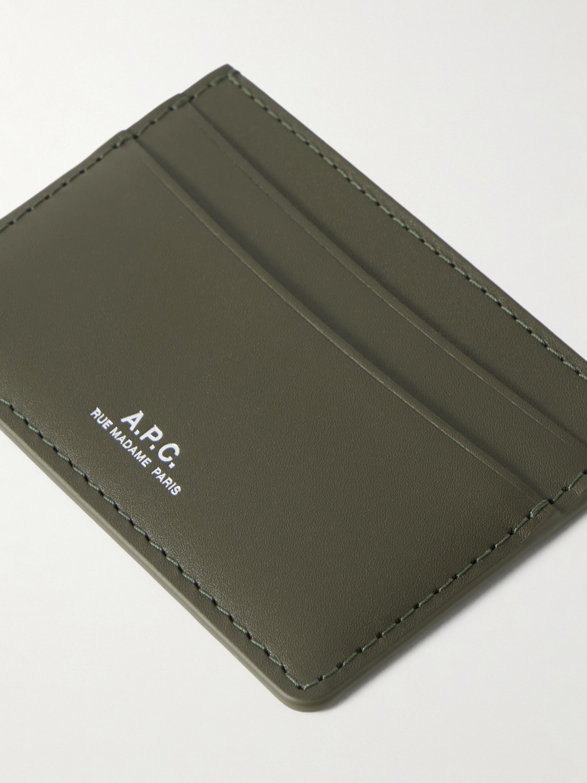 Apc Andre Leather Cardholder In Green
