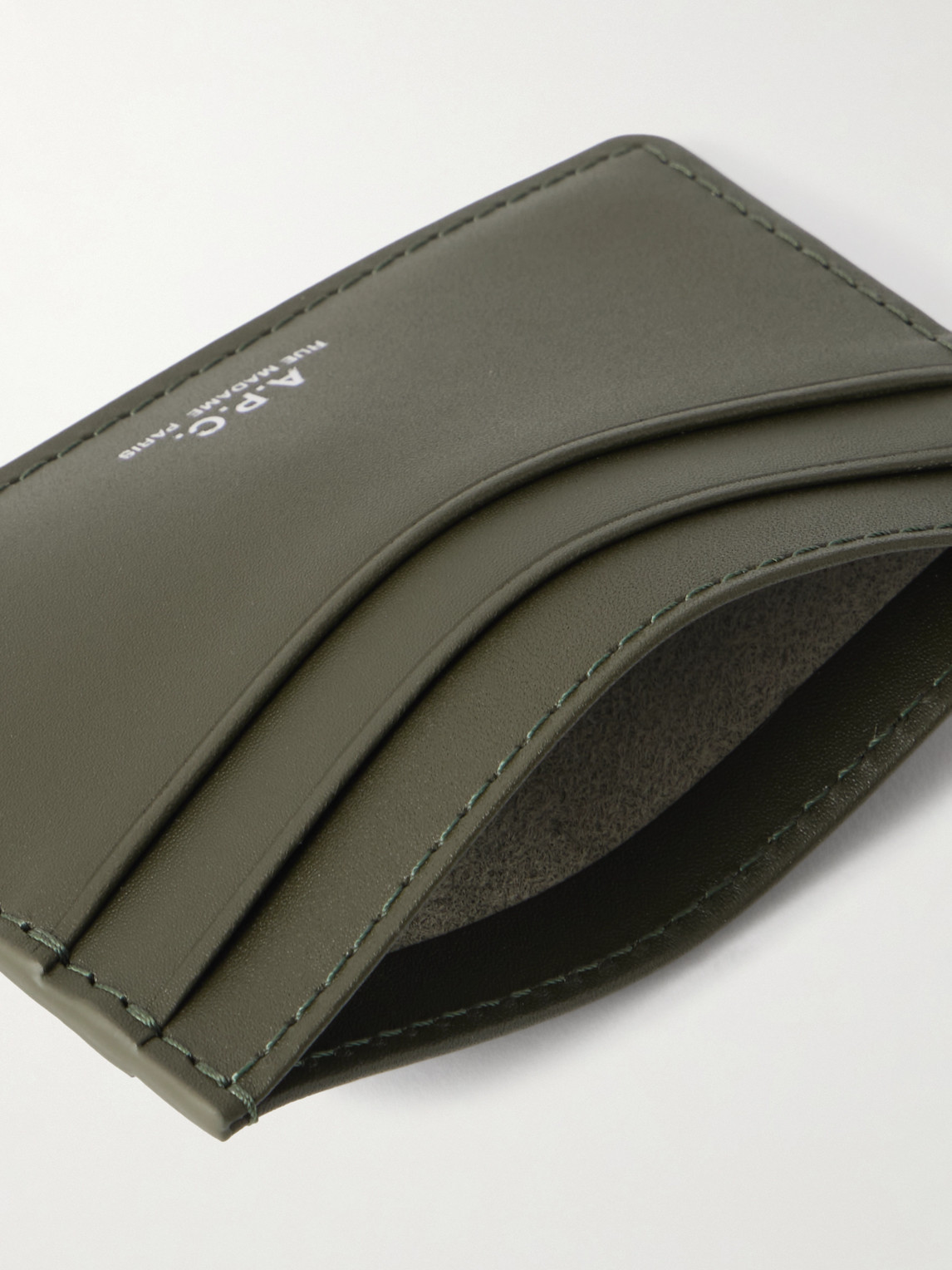 Apc Andre Leather Cardholder In Green