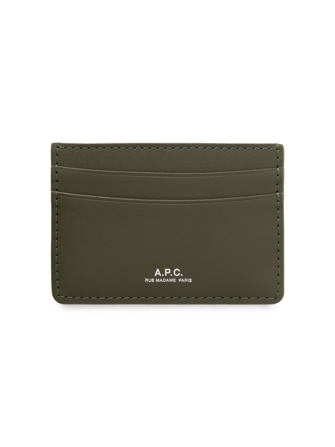 Apc Andre Leather Cardholder In Green