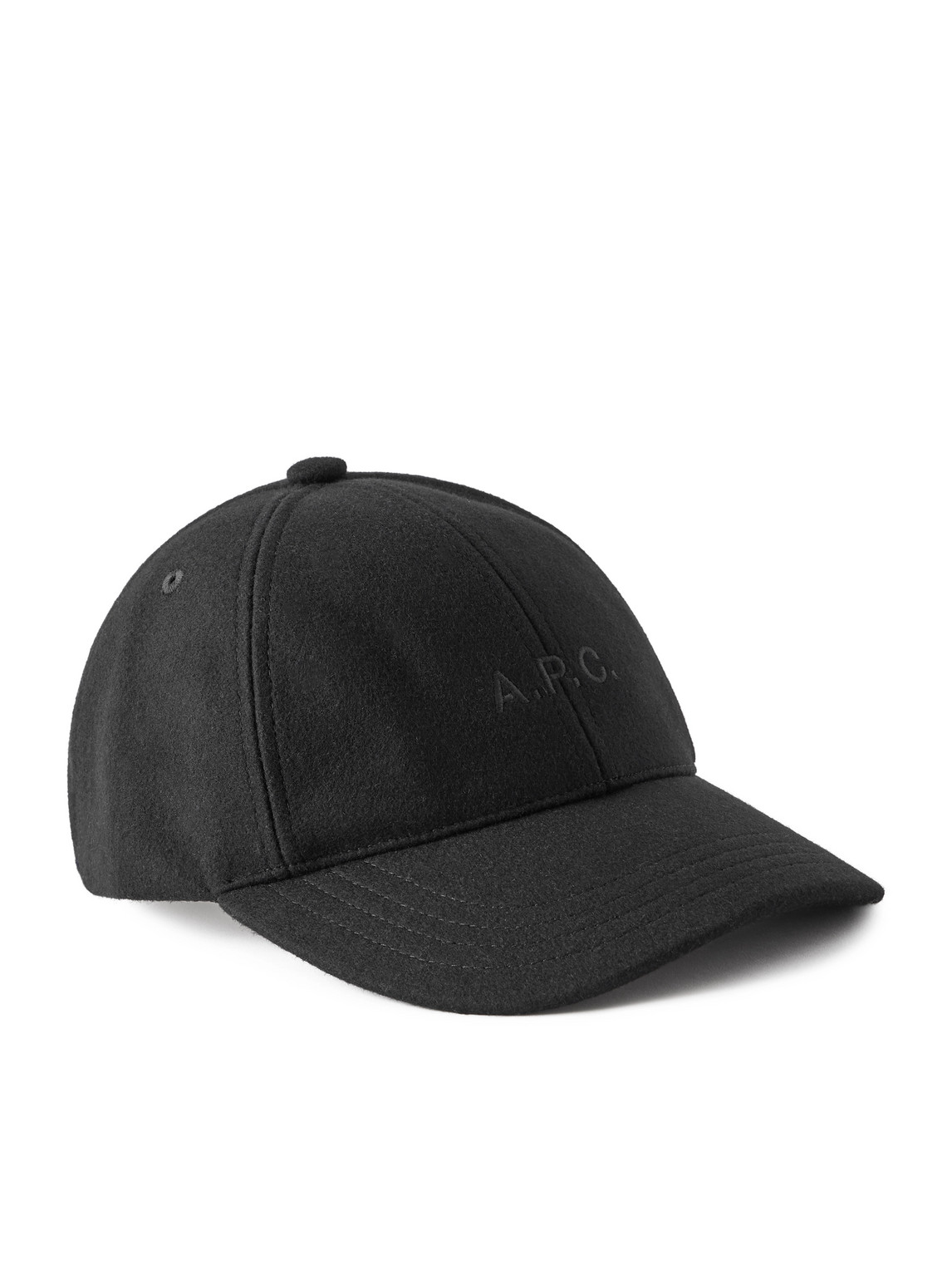Apc Charlie Logo-embroidered Wool-blend Baseball Cap In Black