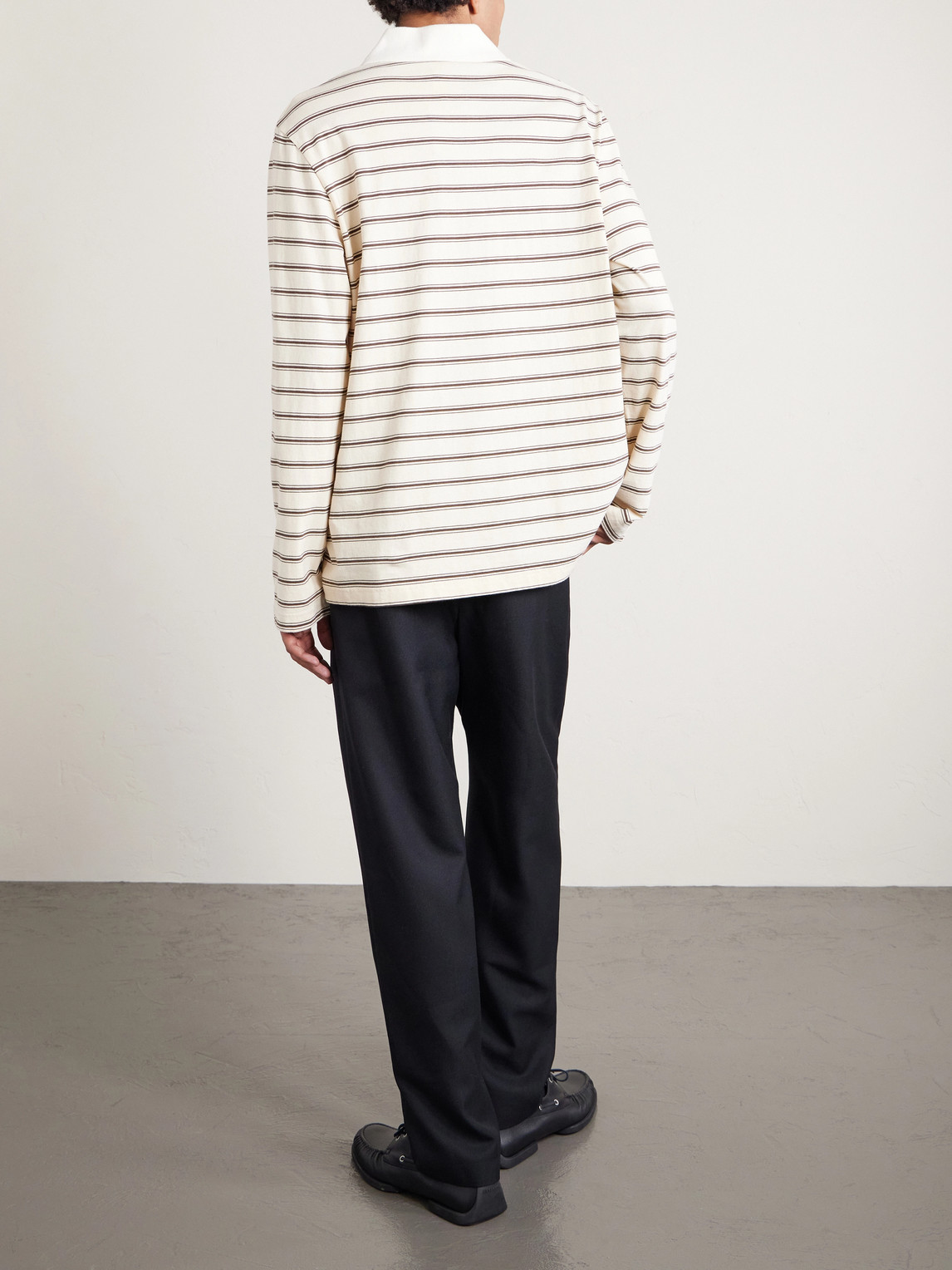 Apc Striped Organic Cotton-jersey Polo Shirt In Neutral