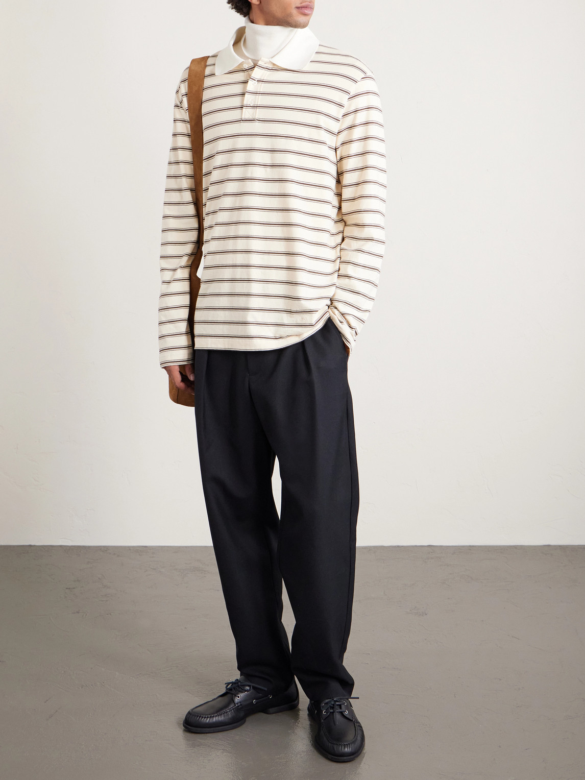 Apc Striped Organic Cotton-jersey Polo Shirt In Neutral