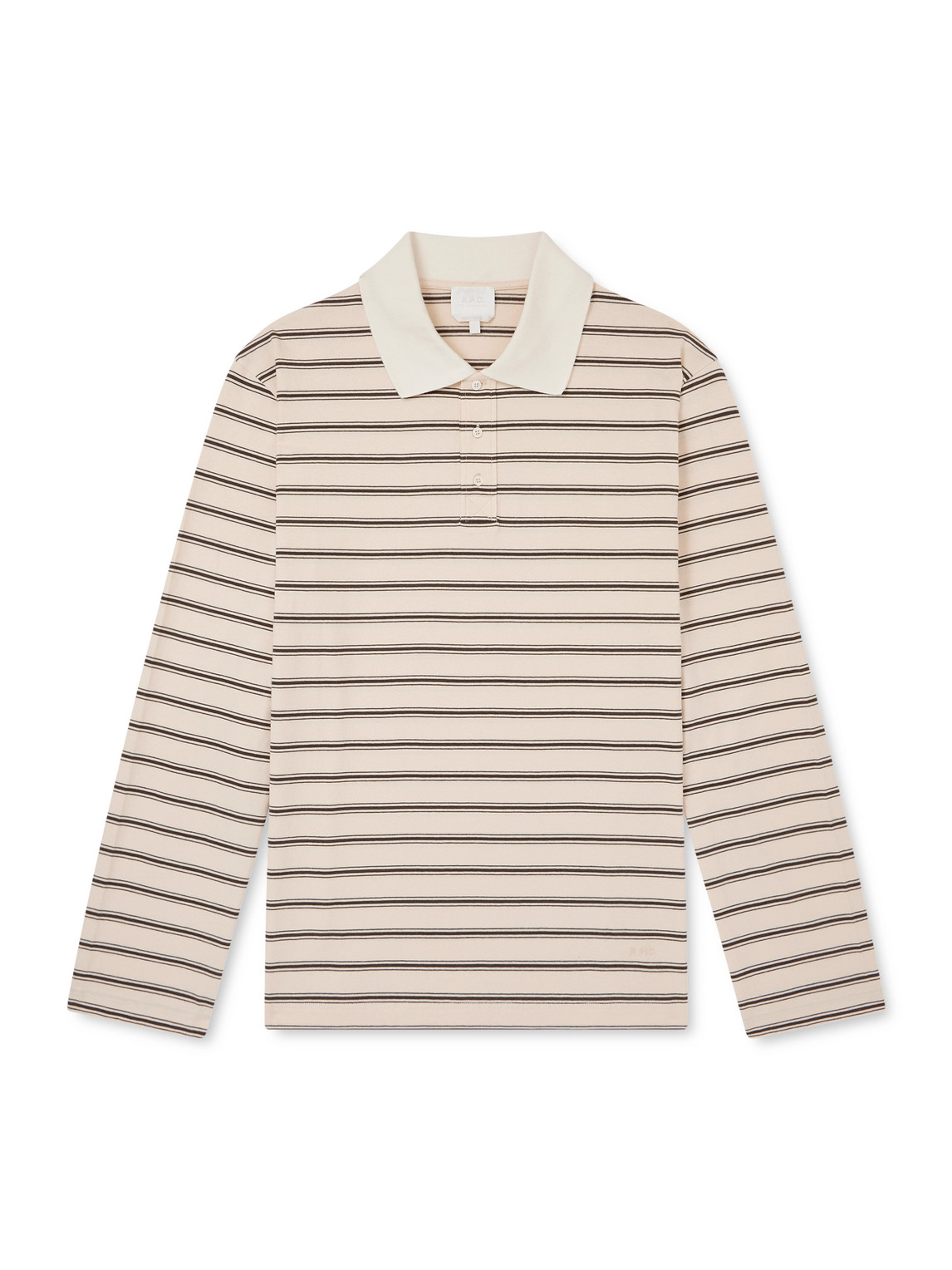 Apc Striped Organic Cotton-jersey Polo Shirt In Neutral