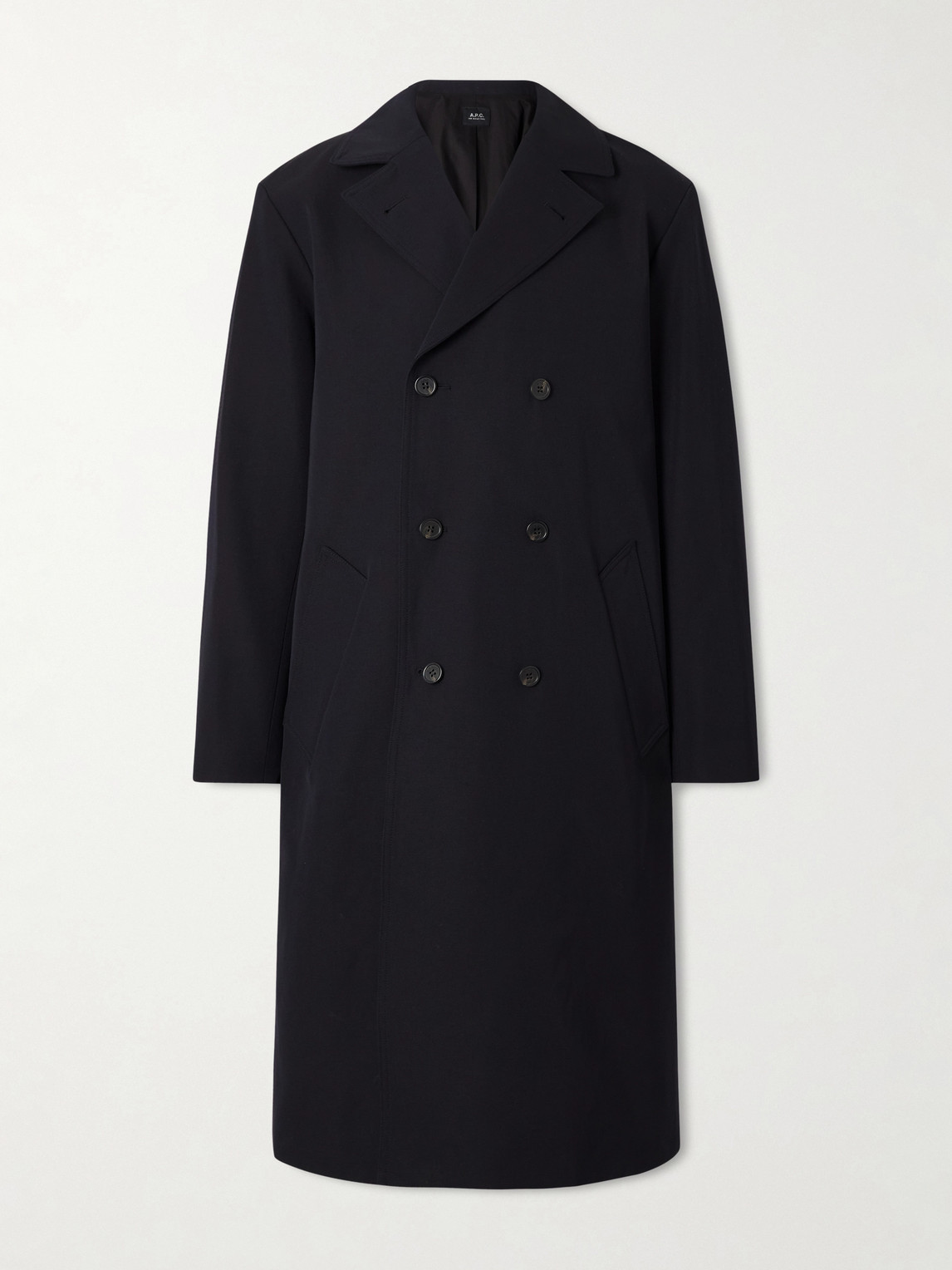 Apc Double-breasted Twill Trench Coat In Blue