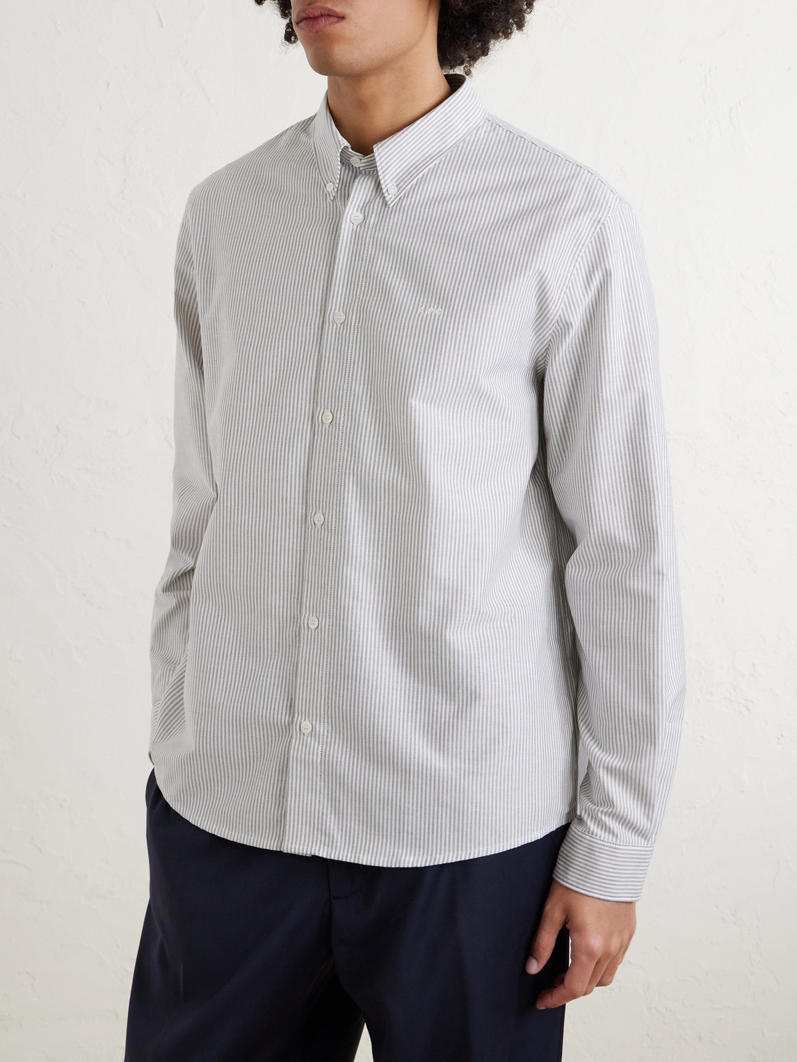  A.p.c. - Greg Pinstriped Cotton Oxford Shirt - Men - Gray - Xs 