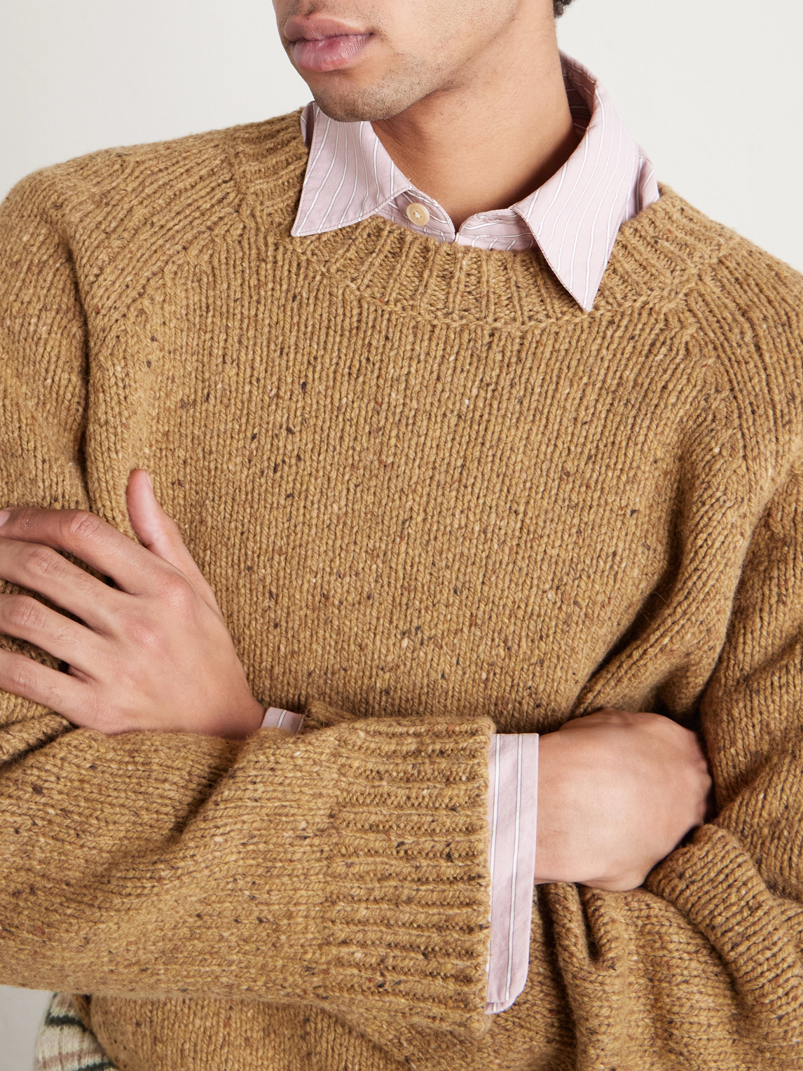 Apc Harris Flecked Virgin Wool Sweater In Brown