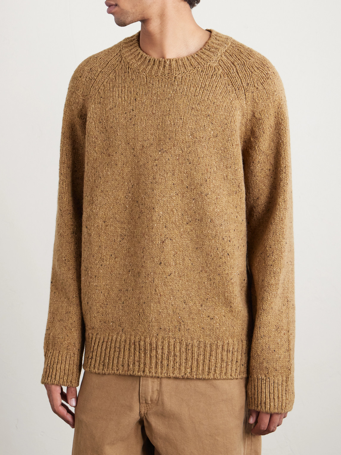 Apc Harris Flecked Virgin Wool Sweater In Brown