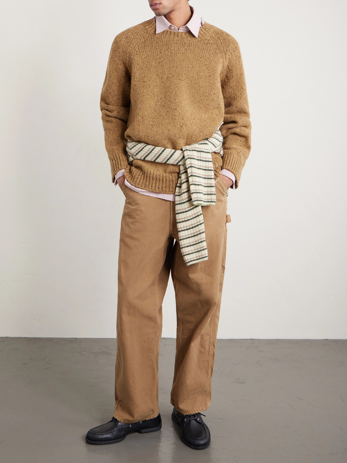 Apc Harris Flecked Virgin Wool Sweater In Brown