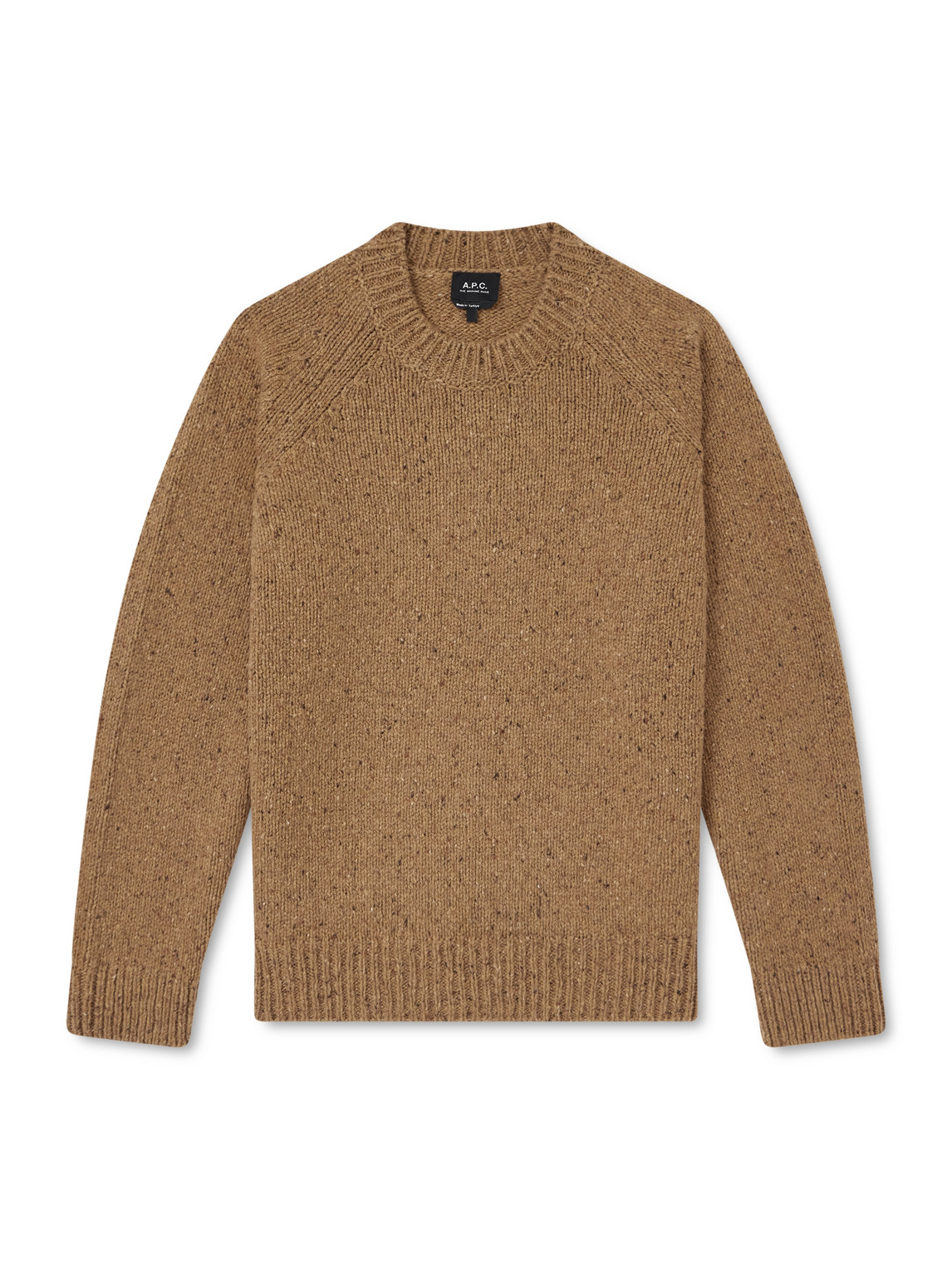Apc Harris Flecked Virgin Wool Sweater In Brown