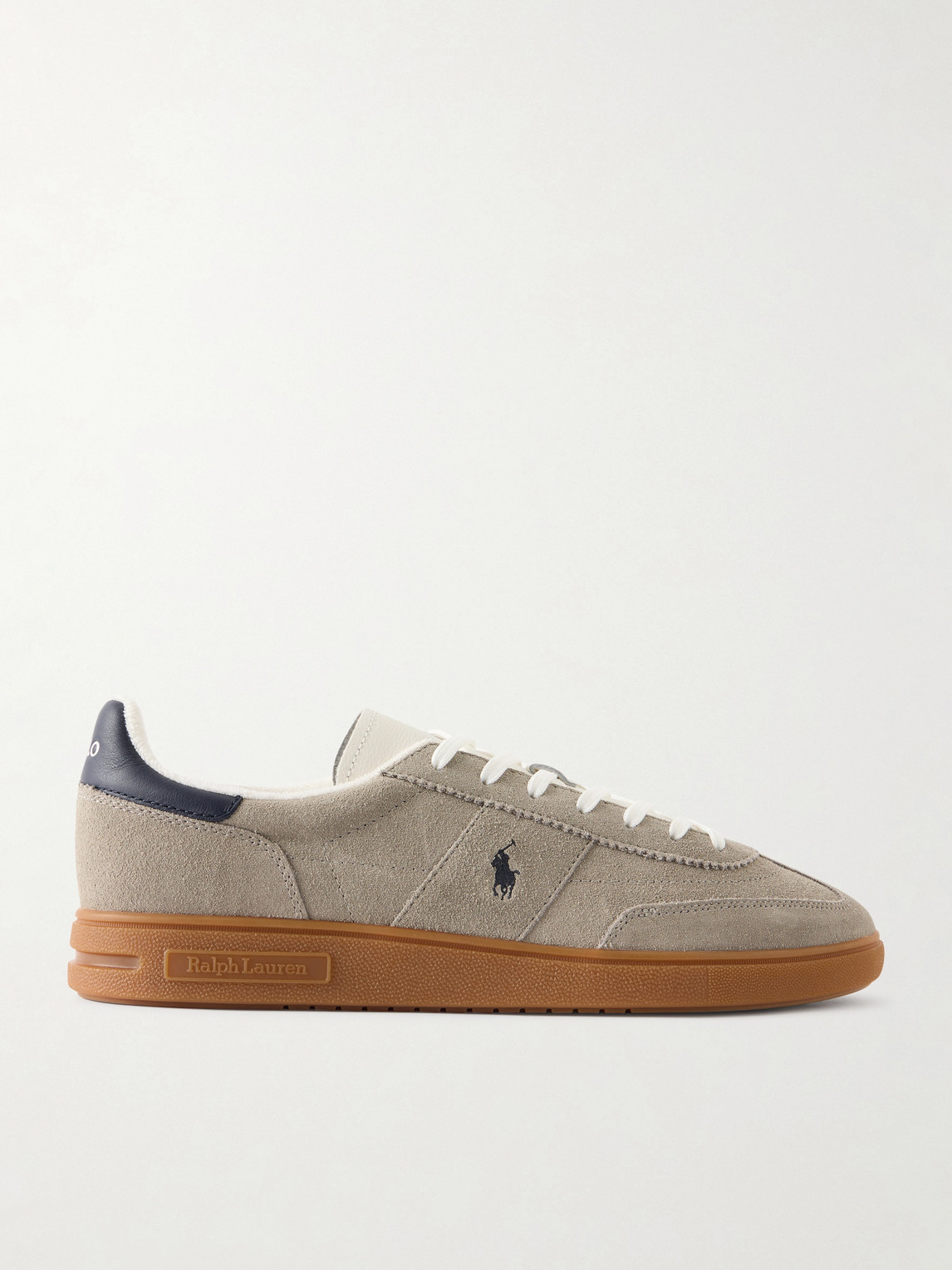 Polo Ralph Lauren Bedford Logo-Embroidered Leather-Trimmed Suede Sneakers UK 12