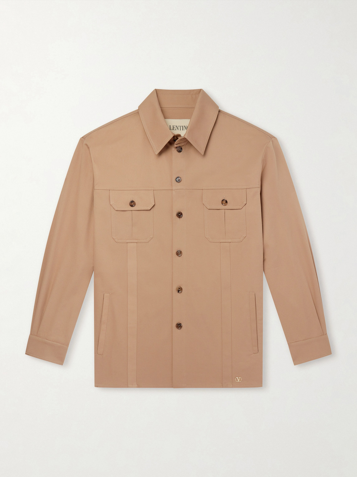Valentino Garavani Logo-Appliquéd Cotton-Gabardine Overshirt IT 46
