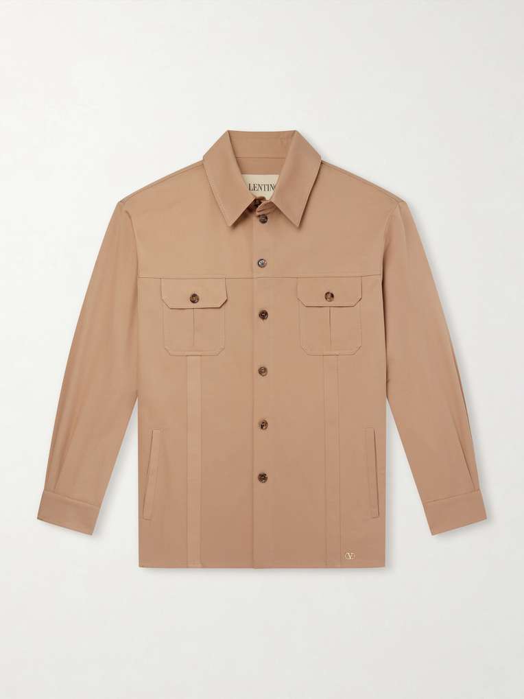 Valentino Garavani — Logo-Appliquéd Cotton-Gabardine Overshirt