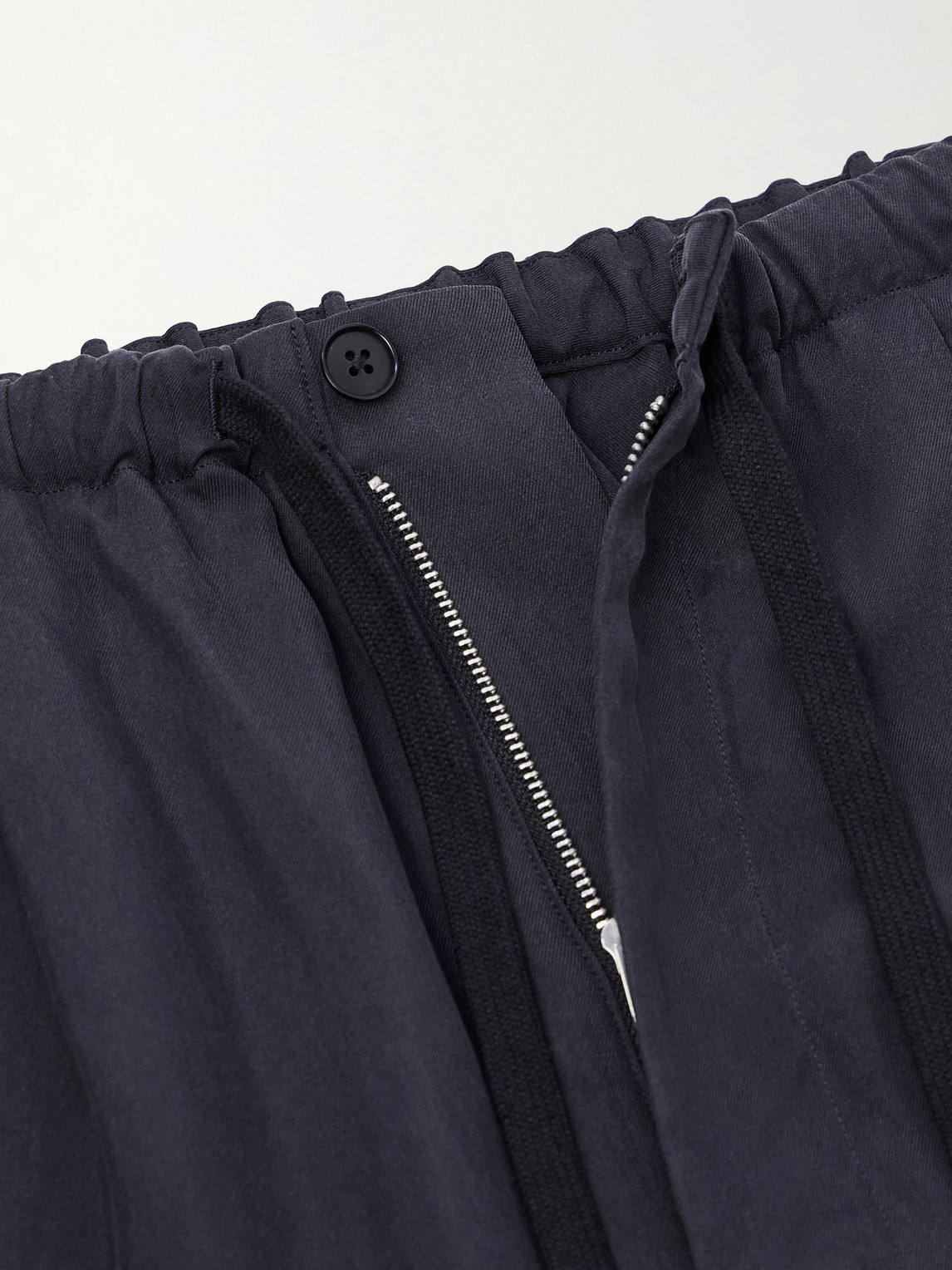 Straight-Leg Silk-Gabardine Drawstring Trousers