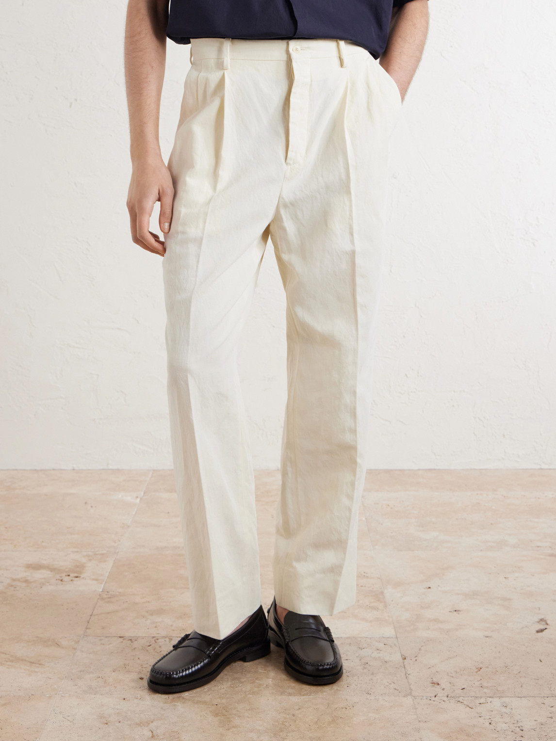  Kaptain Sunshine - Tapered Cotton And Linen-blend Trousers - Men - Neutrals - 2 