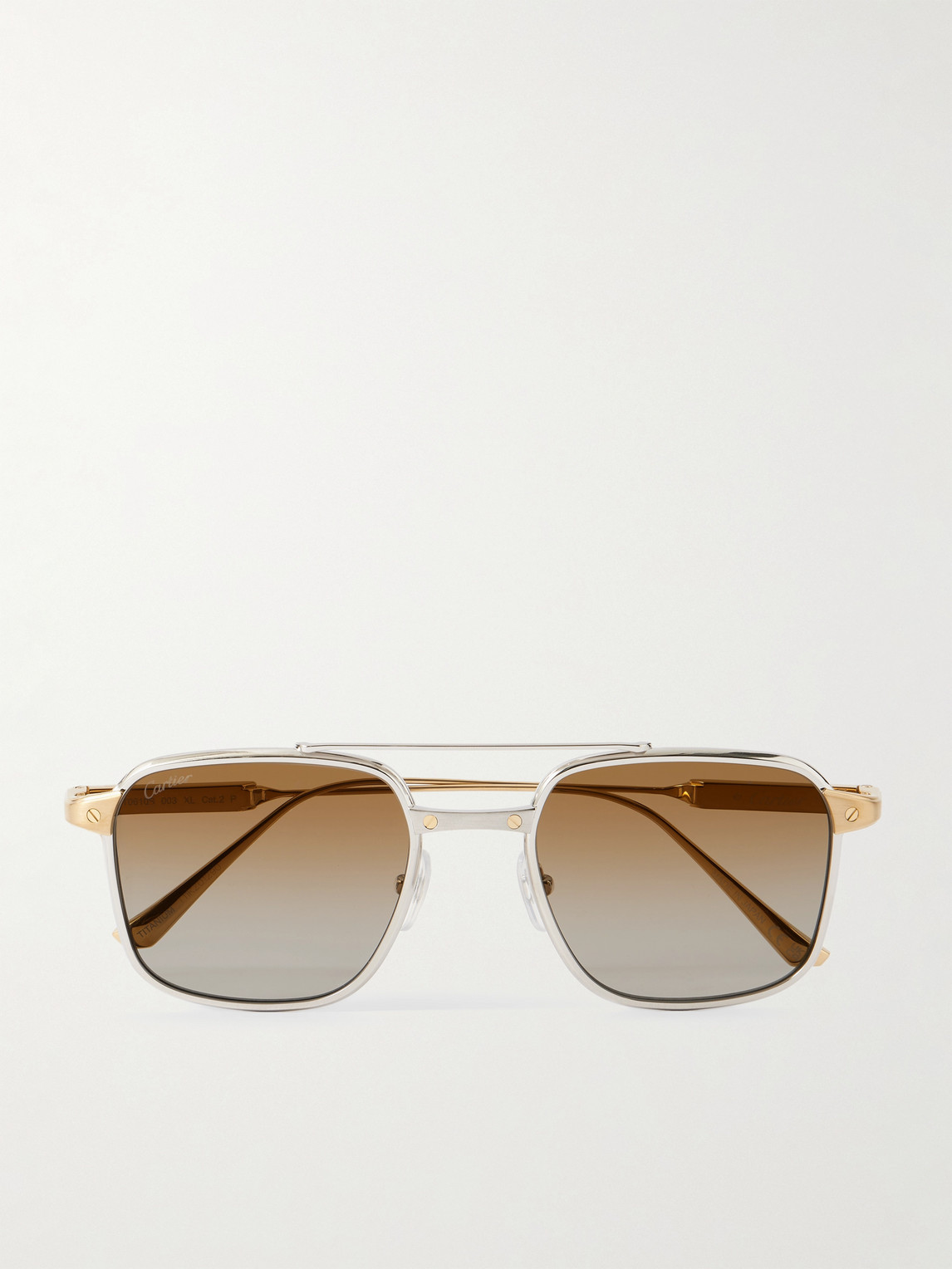 Cartier Eyewear Santos Aviator-Style Gold and Silver-Tone Titanium Sunglasses - Men