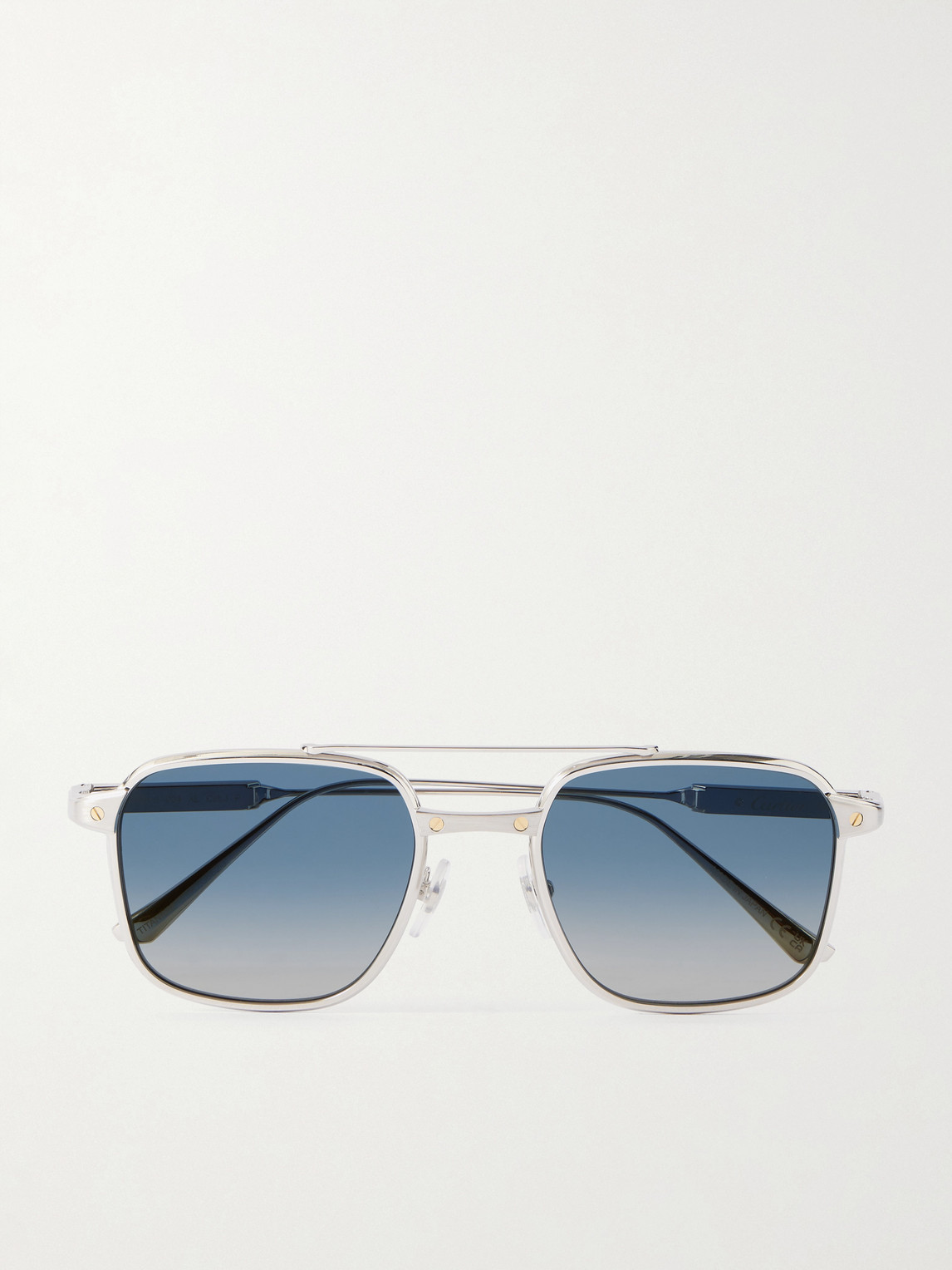 Cartier Eyewear Santos de Cartier Aviator-Style Silver-Tone Sunglasses - Men