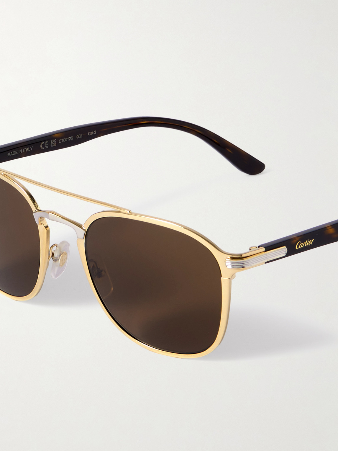  Cartier Eyewear - Aviator-style Gold- And Palladium-tone And Tortoiseshell Acetate Sunglasses - Men - Gold 