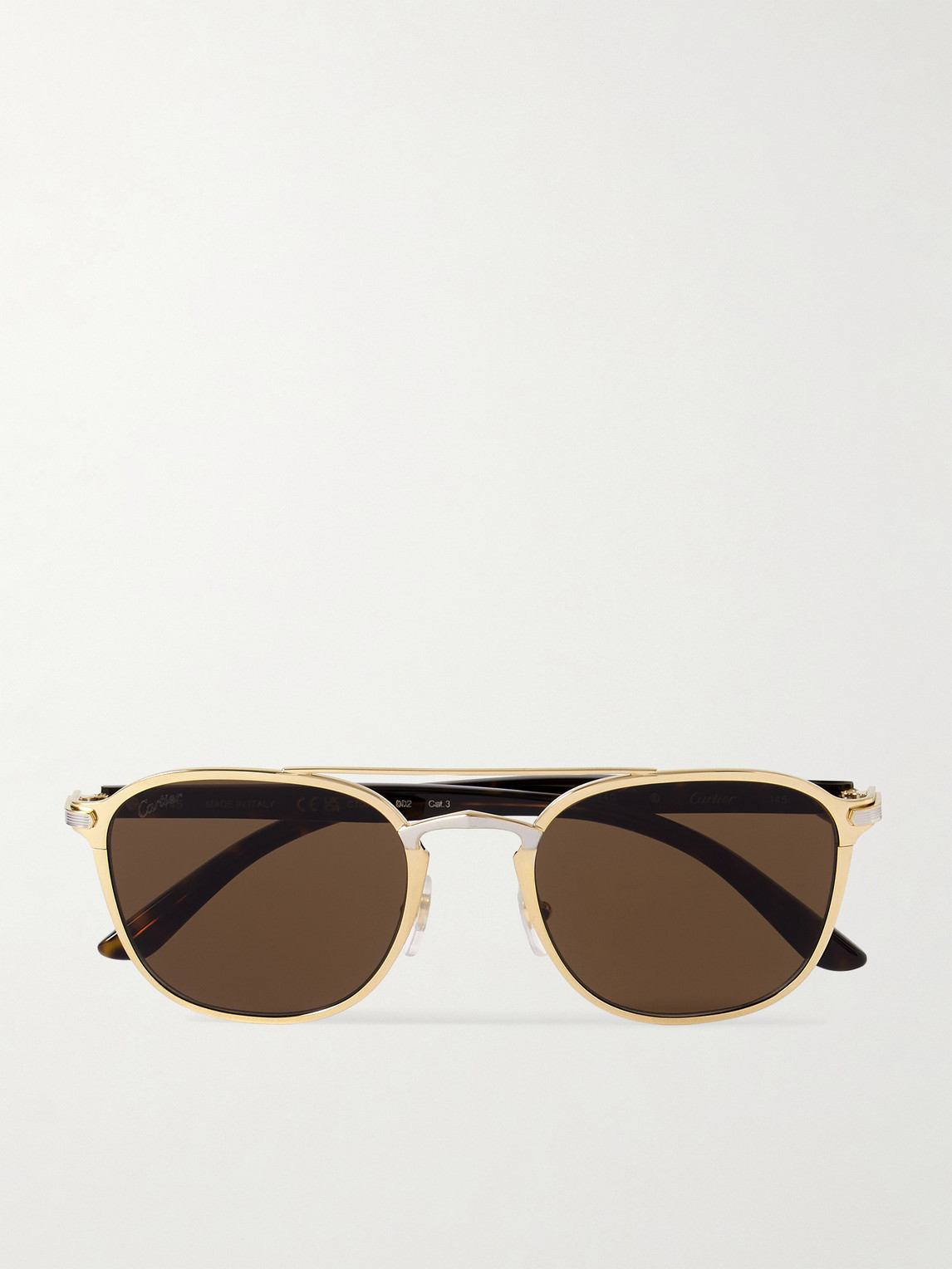 Cartier Eyewear Aviator-Style Gold- and Palladium-Tone and Tortoiseshell Acetate Sunglasses - Men