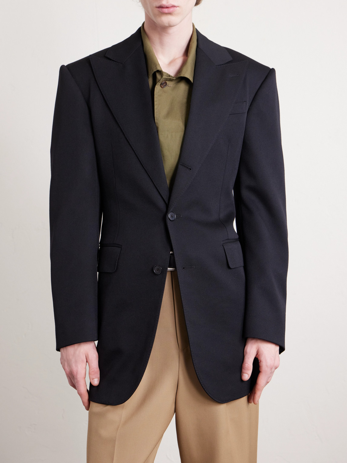 Celine Colonne Wool-twill Blazer In Black